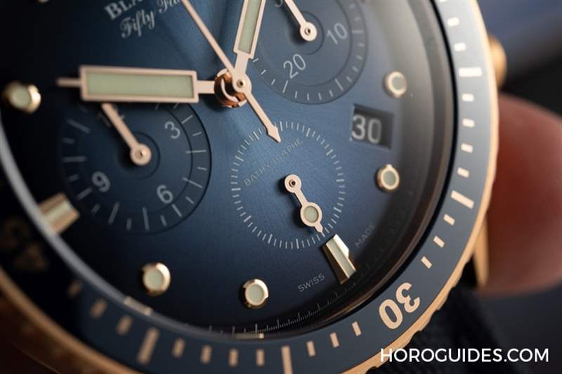 BLANCPAIN - 18K紅金藍(lán)面、23級(jí)鈦灰面，Blancpain五十噚深潛器飛返計(jì)時(shí)碼表兩款延伸新作