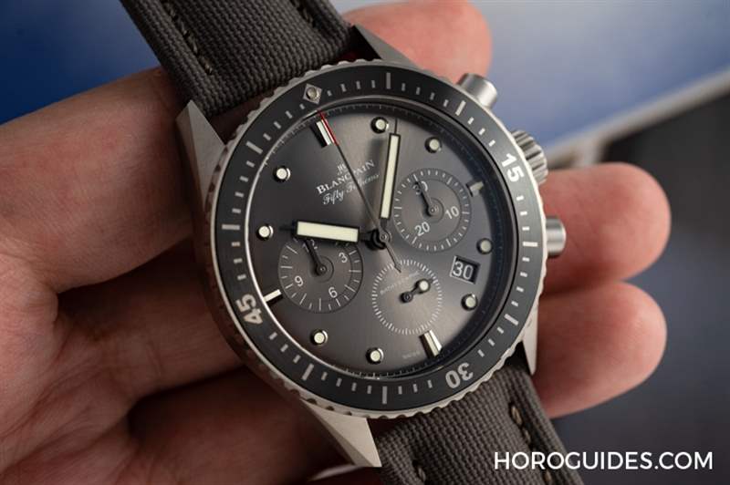 BLANCPAIN - 18K紅金藍(lán)面、23級(jí)鈦灰面，Blancpain五十噚深潛器飛返計(jì)時(shí)碼表兩款延伸新作