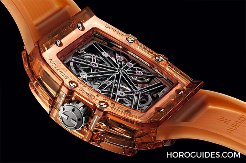HUBLOT - 高透光冰橙色！ Hublot Spirit of Big Bang冰橙藍寶石陀飛輪五日鏈腕表