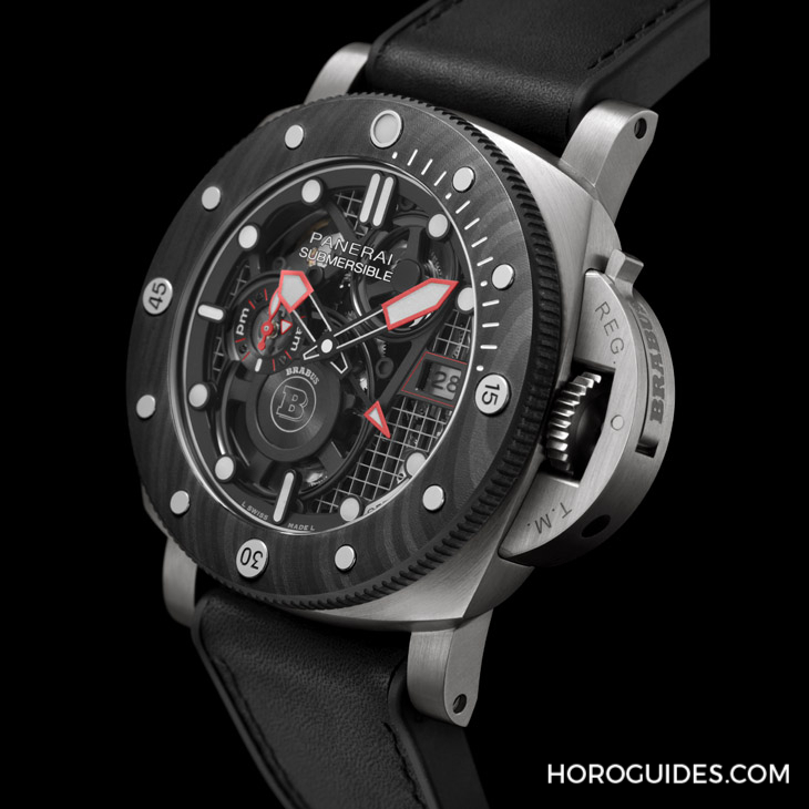 OFFICINE PANERAI - DMLS金屬鐳射燒結(jié)表殼加持！ Panerai x Brabus聯(lián)名表第四代現(xiàn)身：Submersible S eTitanio PAM01403
