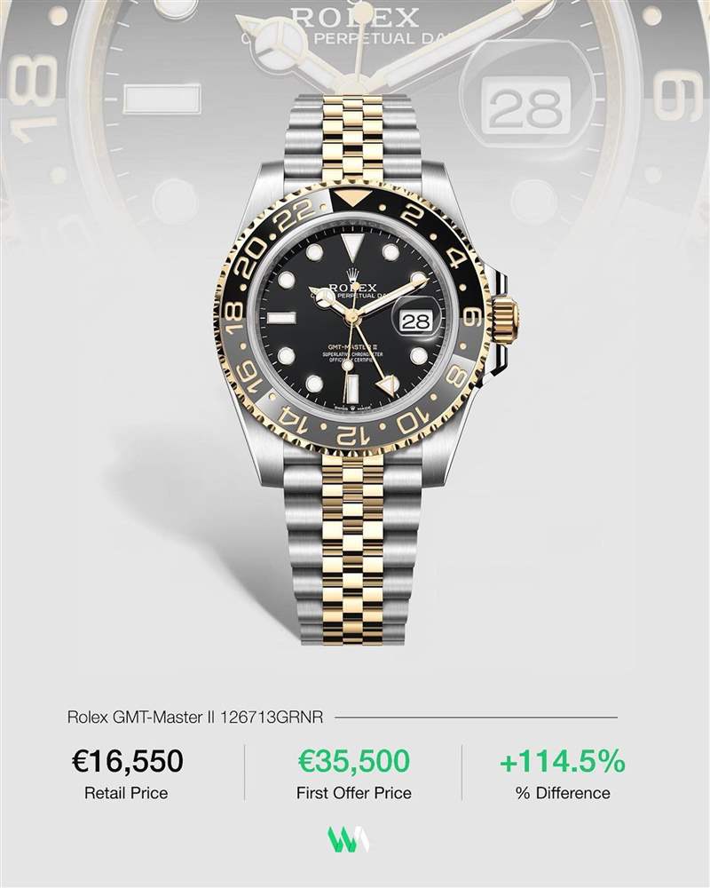 ROLEX GMT-Master II 126713GRNR 二級(jí)市場(chǎng)最新行情（IG@watchanalytics）
