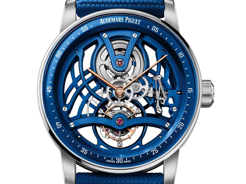 愛彼推出Code 11.59 Tourbillon Openworked Electric Blue藍色超薄鏤空陀飛輪腕表 愛彼推出Code 11.59 Tourbillon Openworked Electric Blue藍色超薄鏤空陀飛輪腕表-復刻表