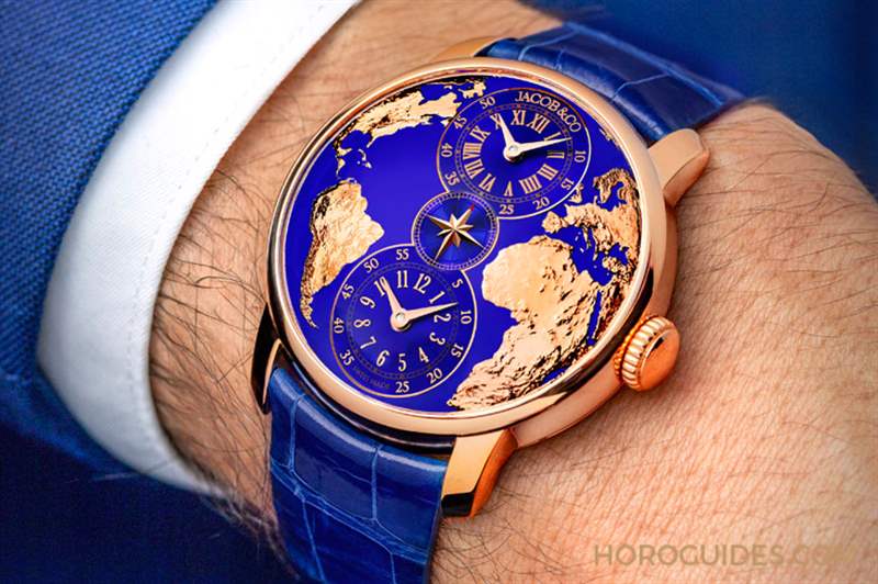 JACOB & CO. - 用最美的克萊因藍(lán)，圓一個志向高遠(yuǎn)的夢：Jacobs & Co. The World is Yours兩地時間腕表