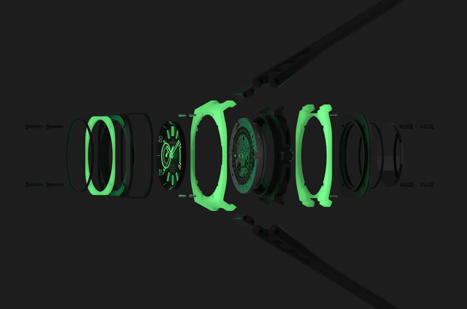 柏萊士夜光系列BR-X5 Green Lum再進(jìn)化整枚表殼都會(huì)發(fā)出綠光-復(fù)刻表
