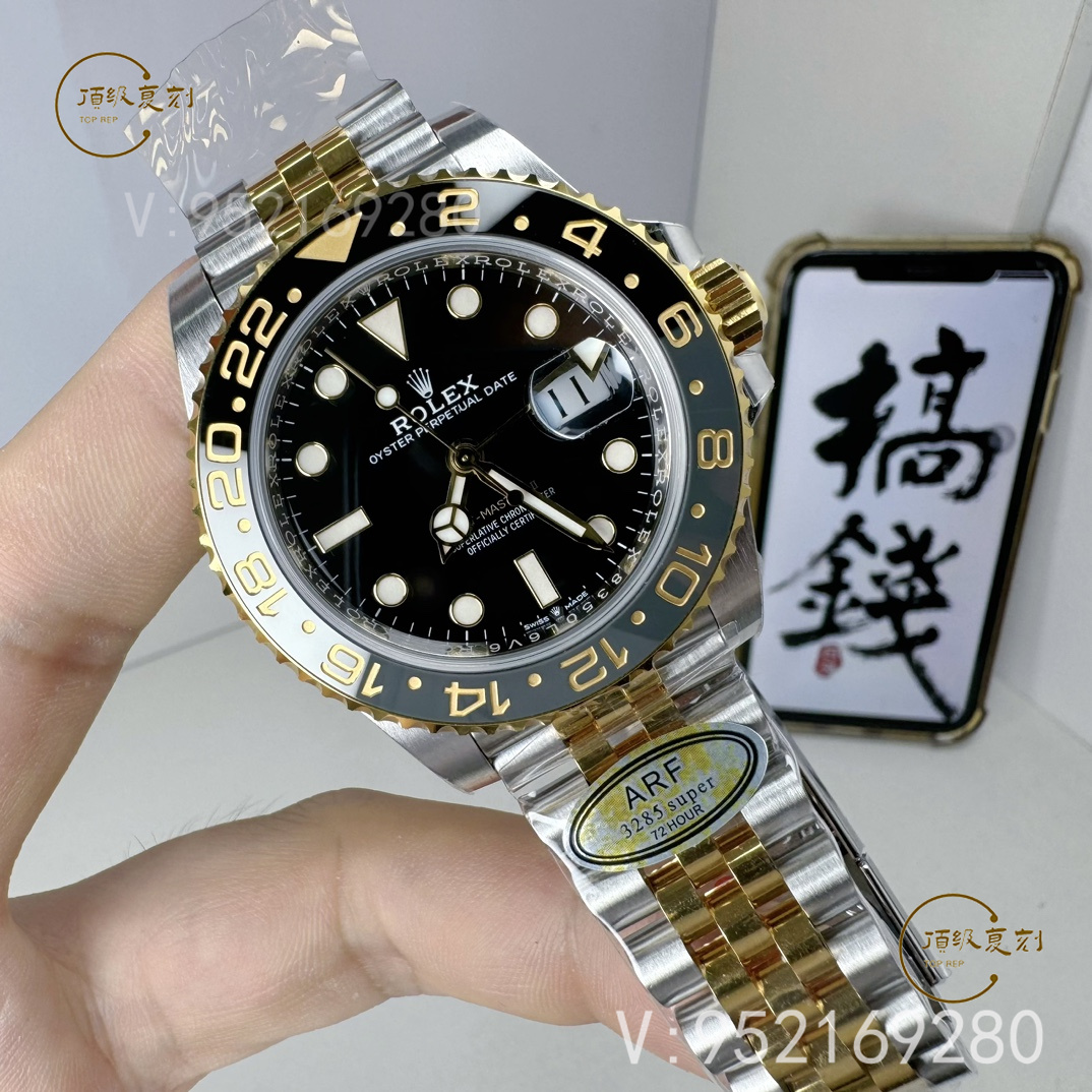 ARF廠(chǎng)新品勞力士配重版格林尼治間金皮蛋圈126713重量多少-復(fù)刻表