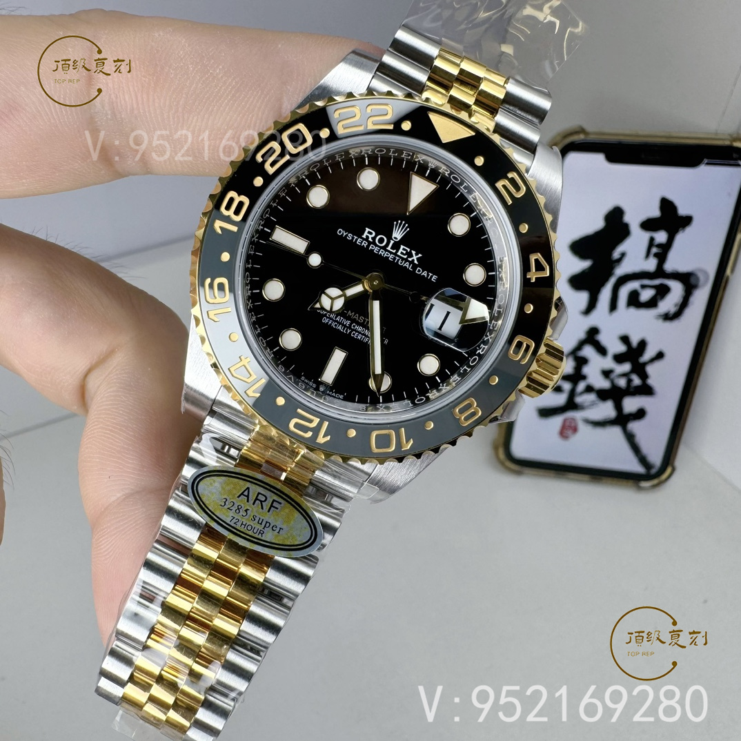 ARF廠(chǎng)新品勞力士配重版格林尼治間金皮蛋圈126713重量多少-復(fù)刻表